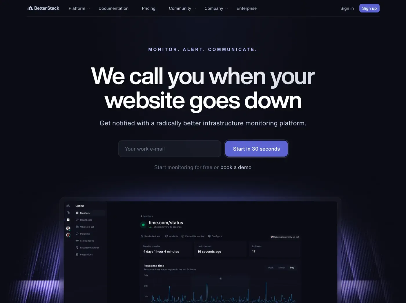 Dashboard Better Stack - Layanan monitoring uptime