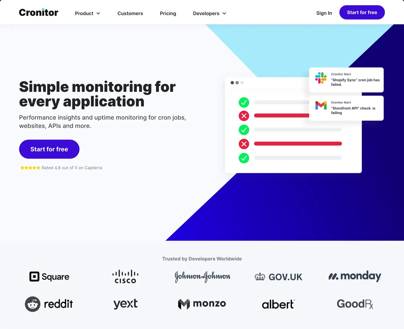 Dashboard Cronitor - Layanan monitoring uptime