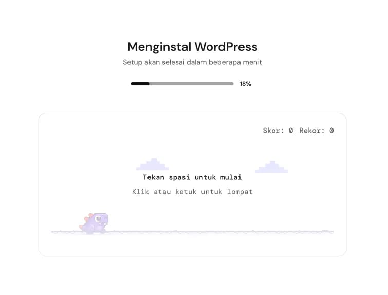 Proses instalasi WordPress di Hostinger
