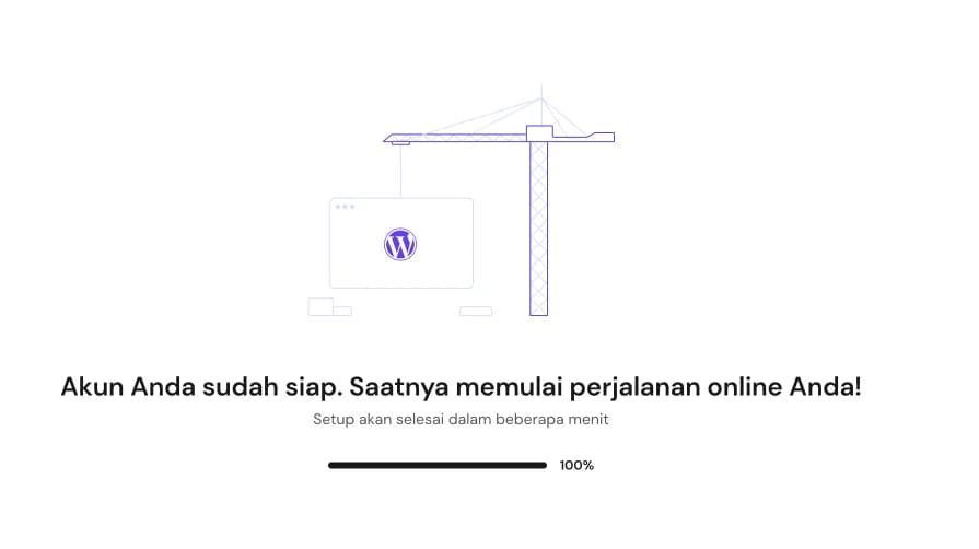 Akun WordPress selesai disiapkan
