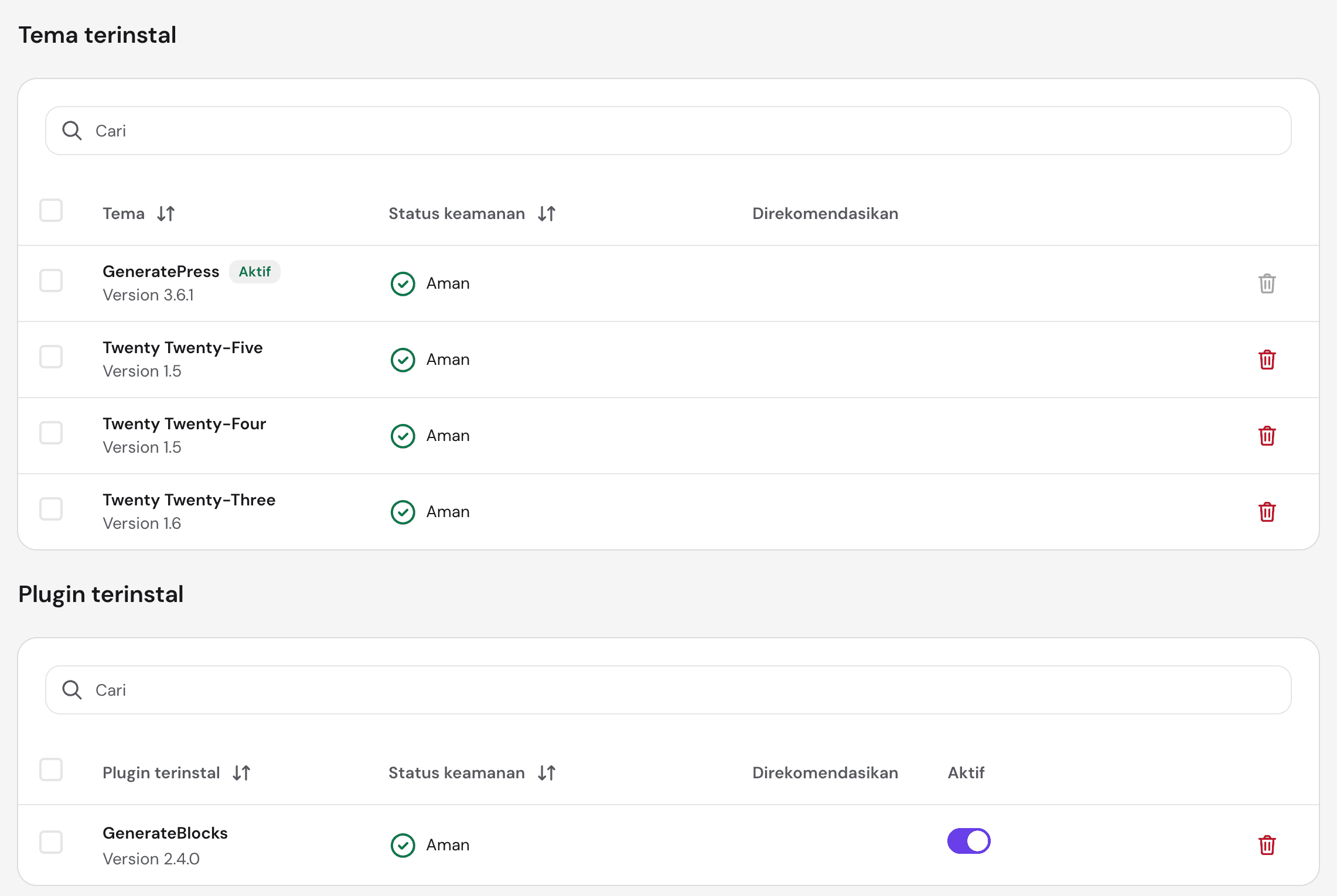 Daftar tema dan plugin WordPress yang dikelola dari hPanel