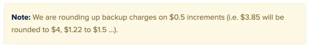 Backup fee Cloudways