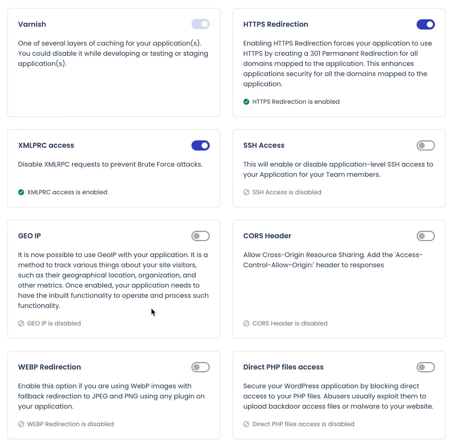 Fitur aplikasi di Cloudways