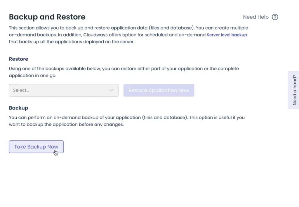 Fitur backup di Cloudways