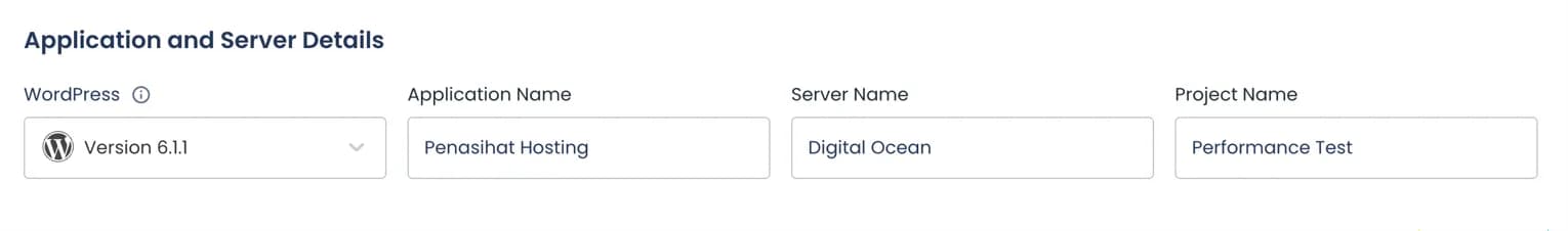 Form pengisian detail aplikasi WordPress