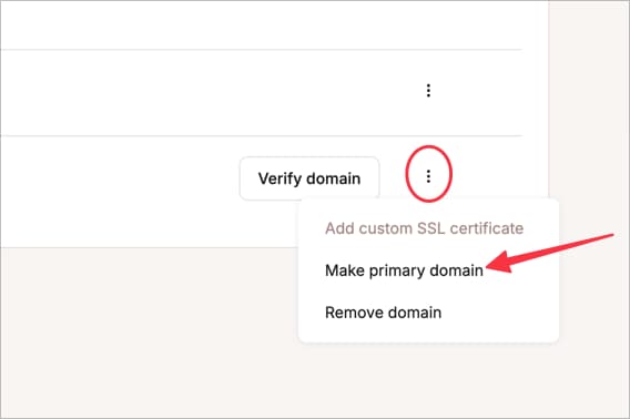 MyKinsta - Make Primary Domain