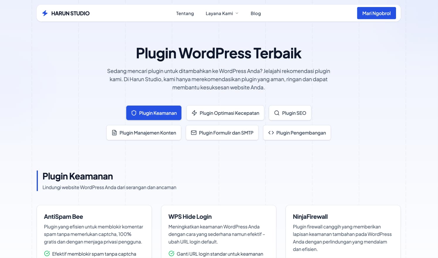 Daftar plugin WordPress terbaik yang direkomendasikan