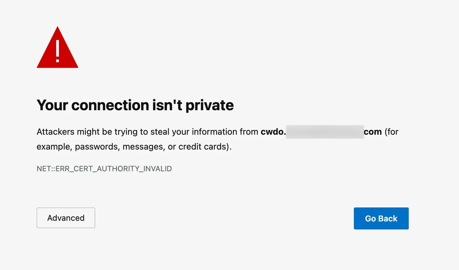 Tampilan website tanpa SSL