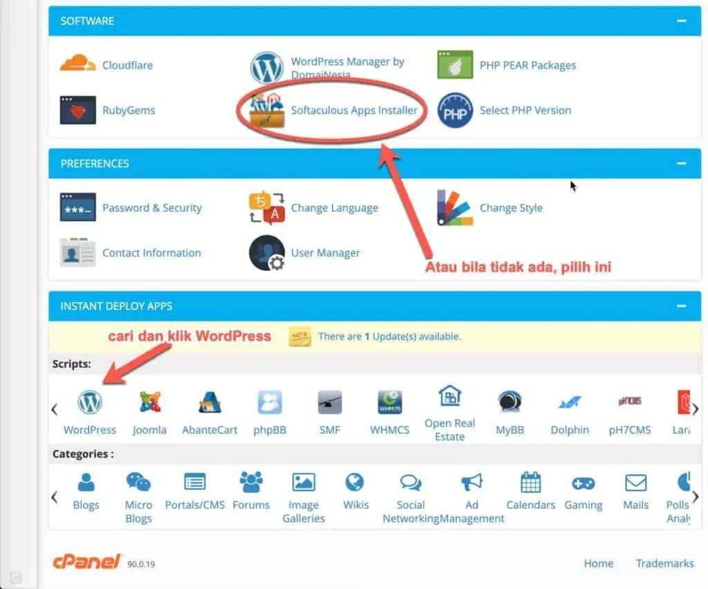 Pilih scripts WordPress