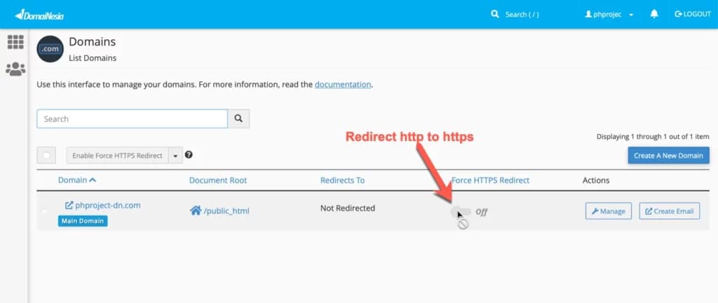 Redirect http to https