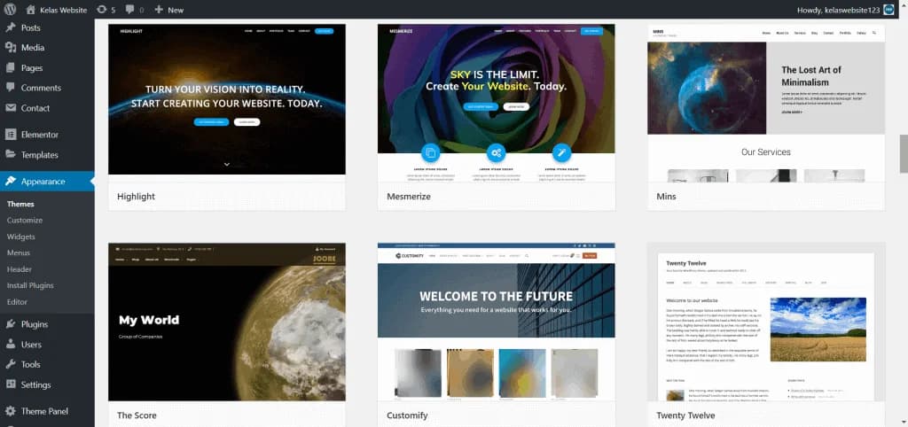 pilih tema WordPress