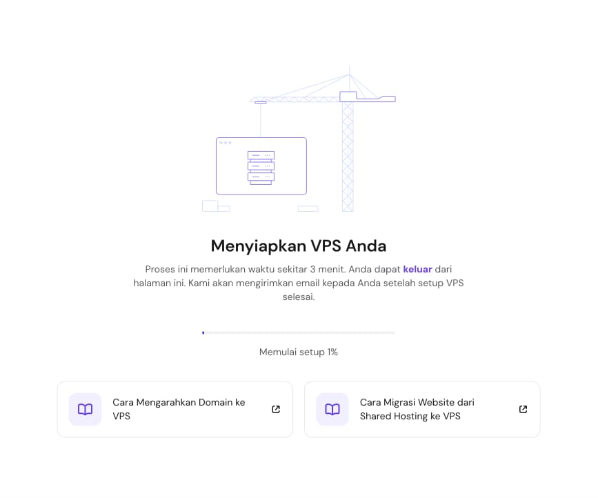Menyiapkan VPS Anda, estimasi sekitar 3 menit