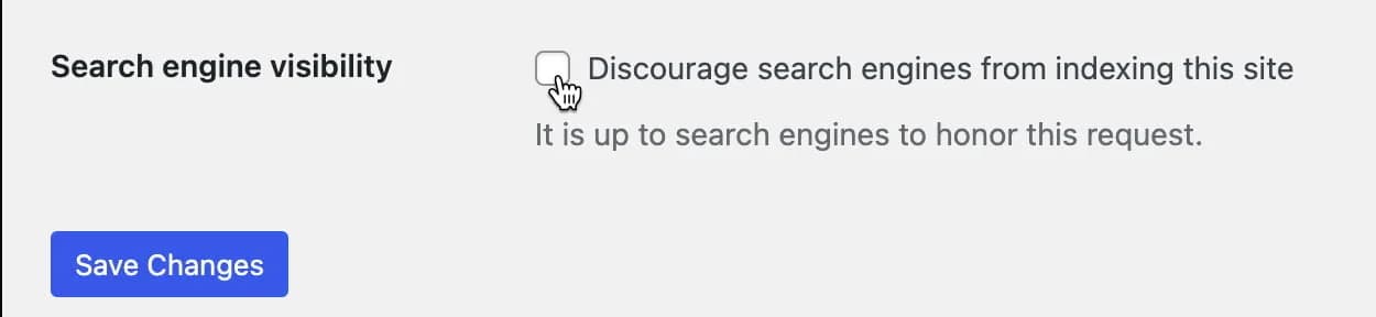 Perhatikan search engine visibility