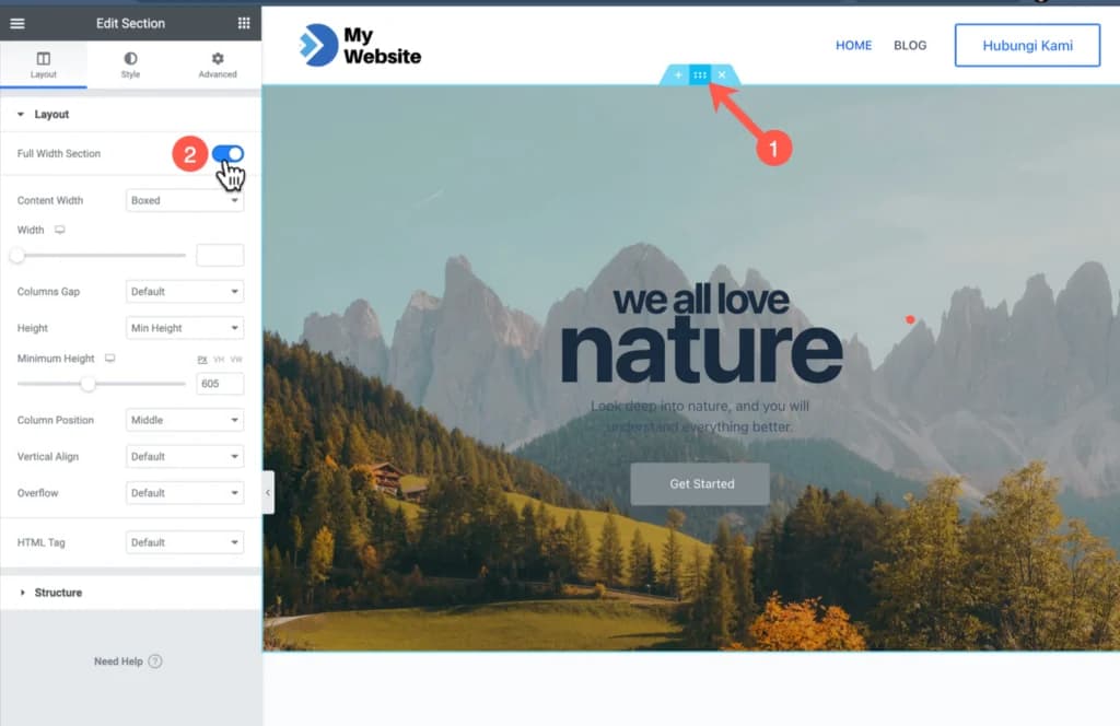 membuat section menjadi full width membuat section menjadi full width
