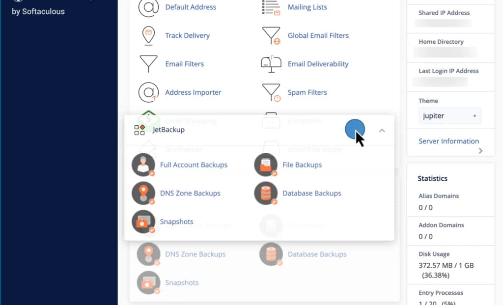 Ilustrasi drag and drop untuk memindahkan bagian di cPanel