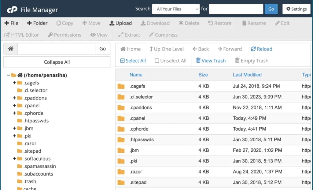 File Manager di cPanel File Manager di cPanel