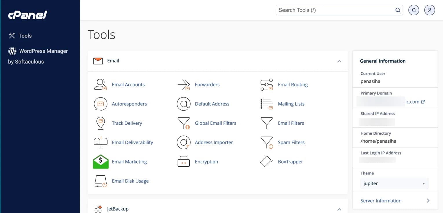Antarmuka cPanel Antarmuka cPanel