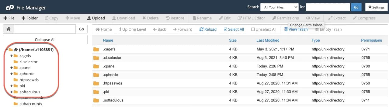 root folder Struktur root folder dan sub-folder di File Manager cPanel