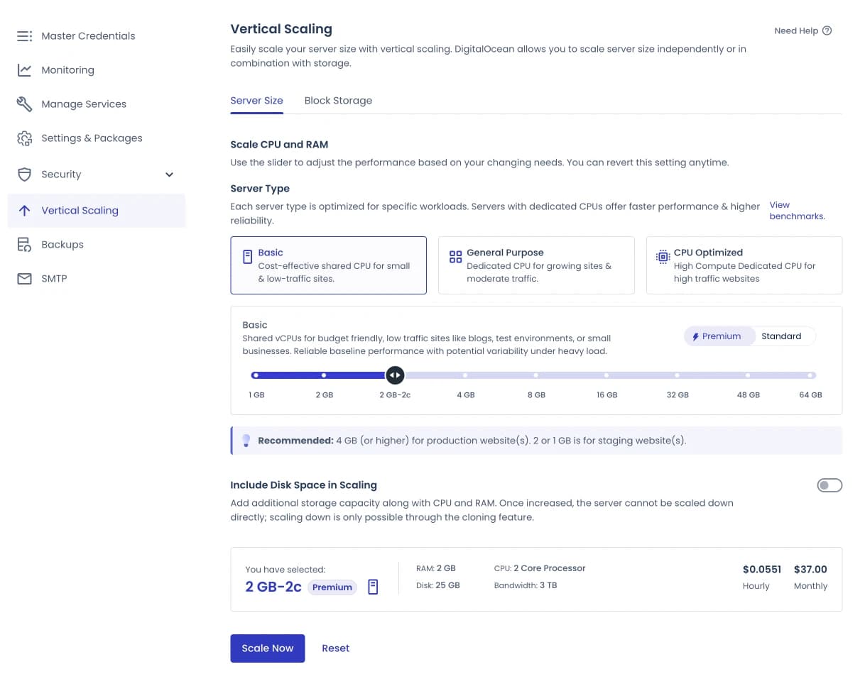 Vertical Scaling di Cloudways Vertical scaling di Cloudways