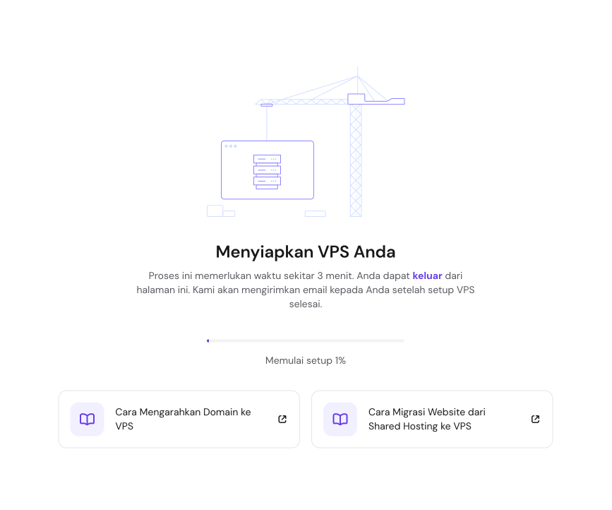 Menyiapkan VPS Anda, estimasi sekitar 3 menit