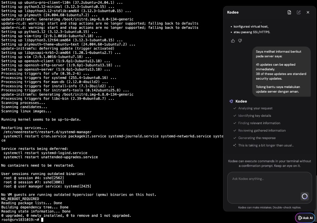 Minta Kodee update server dengan aman (41 security updates)