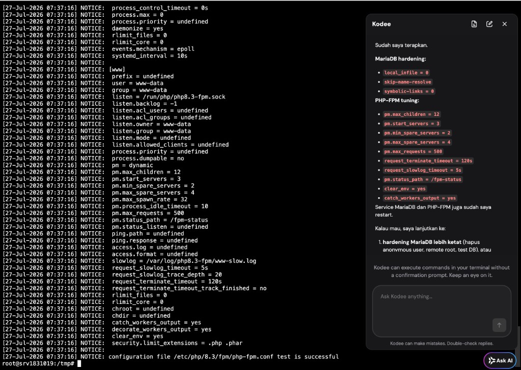 Tuning PHP-FPM (pm.max_children dll.) lewat Kodee