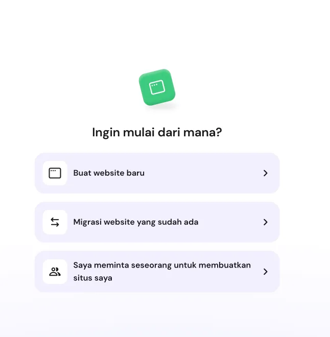 Pilihan awal onboarding website di Hostinger