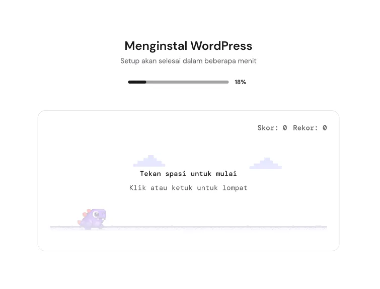 Proses instalasi WordPress di Hostinger