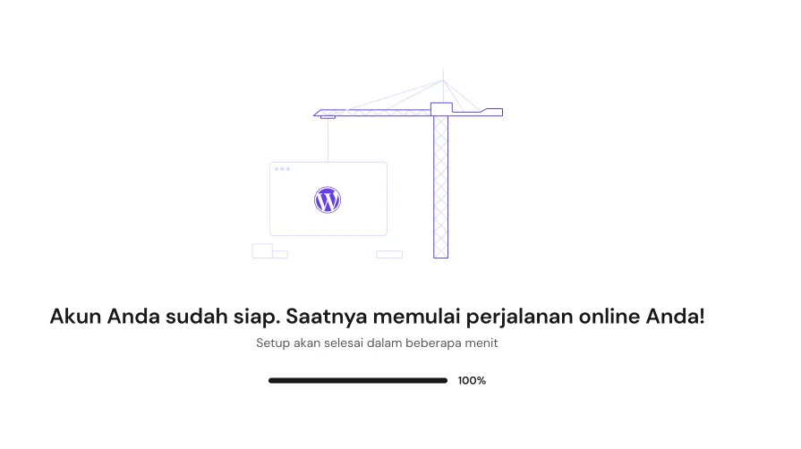 Akun WordPress selesai disiapkan