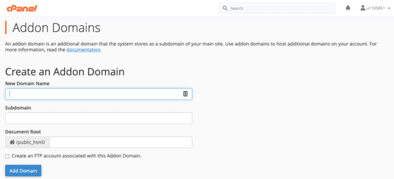 Addon domain cpanel
