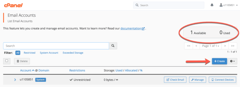 email account cpanel