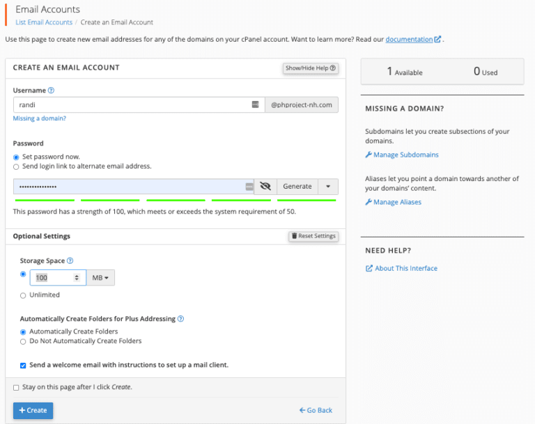 add create cpanel