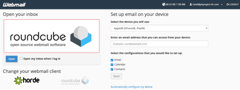 webmail cpanel