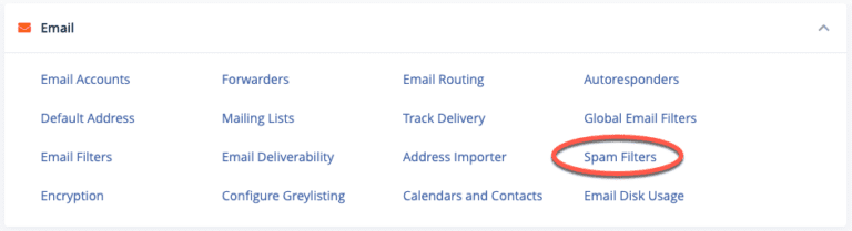 spam filters email cpanel