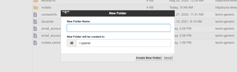 new folder cpanel