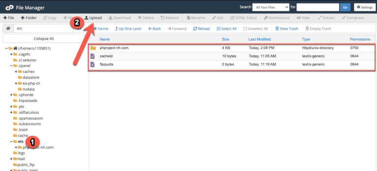 upload file manager cpanel