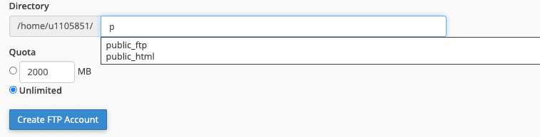 ftp account directory