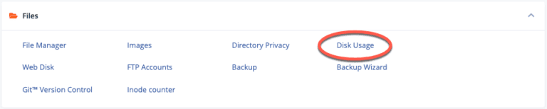 disk usage cpanel
