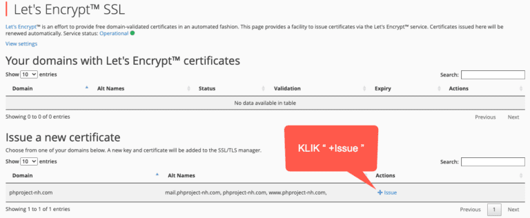 klik issue cpanel