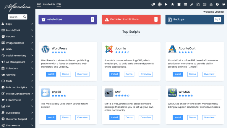 install software cpanel