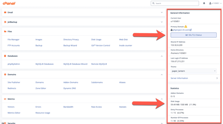 Right sidebar cpanel