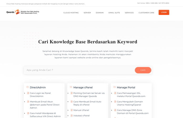 Halaman Knowledge Base Qwords