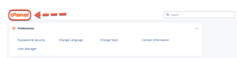 back to homepage cpanel