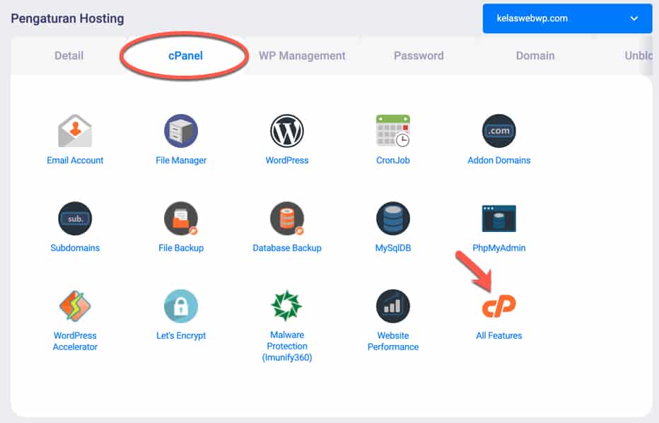 ke cPanel di Niagahoster