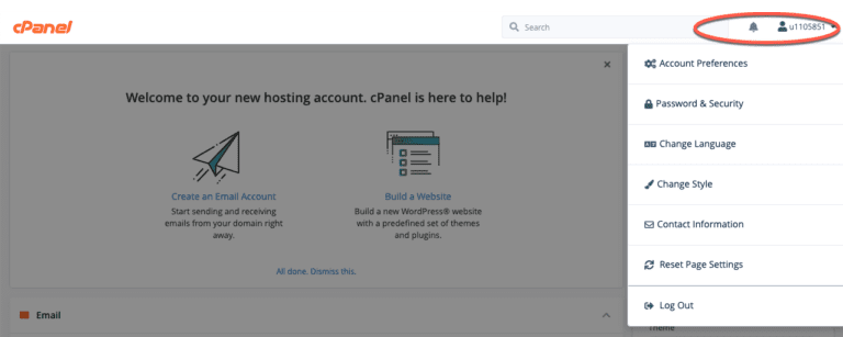 homescreen cpanel