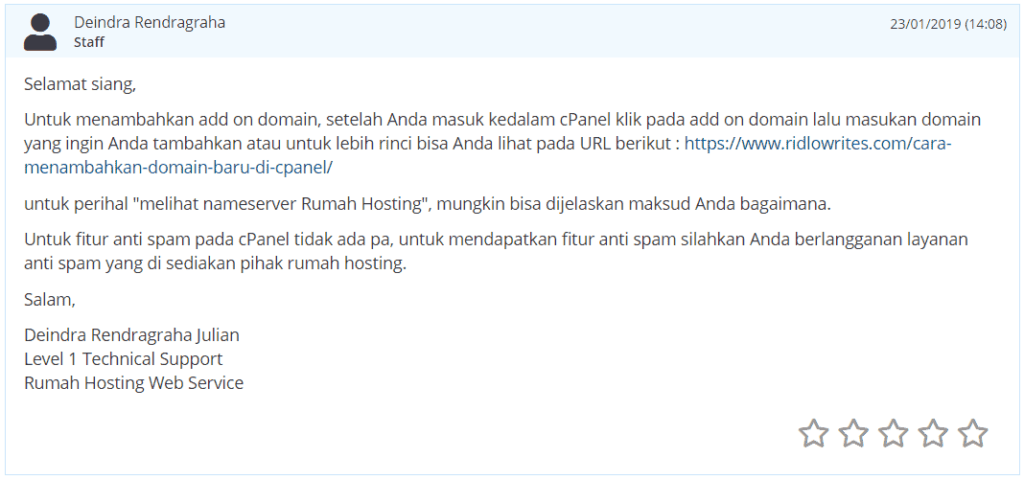 Support Rumah Hosting