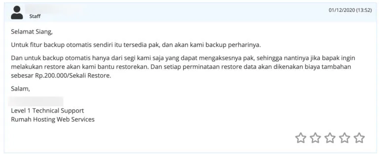 Tentang biaya restore di Rumah Hosting