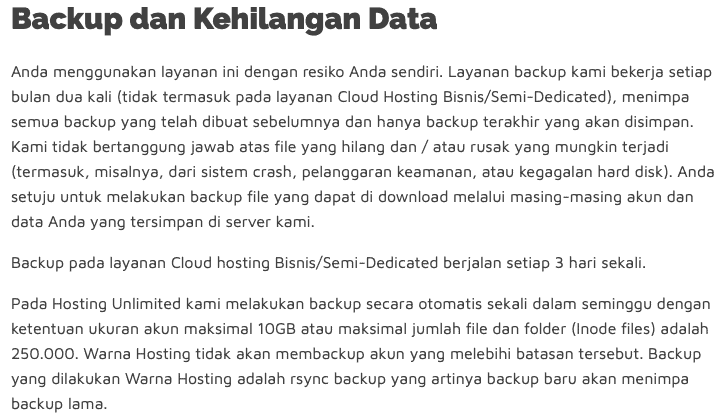 backup dan kehilangan data warnahost