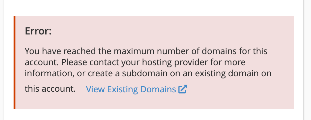 error adding domain